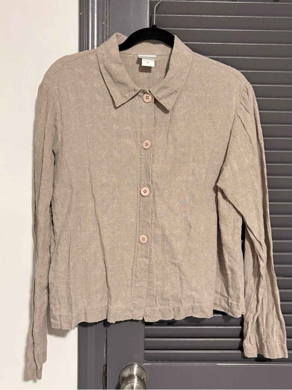 Vintage Eileen Fisher Linen Textured Button-Front Shirt